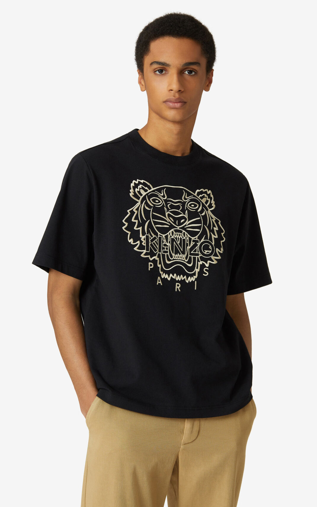 T Shirt Kenzo Homme Tiger loose fitting Noir QKBPE-8275